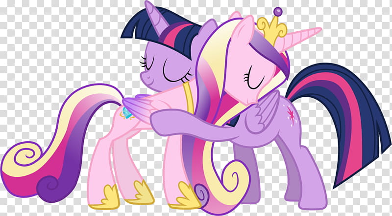 Princess Cadance and Twilight Sparkle Hugging (), pink unicorn hugging gray unicorn illustration transparent background PNG clipart