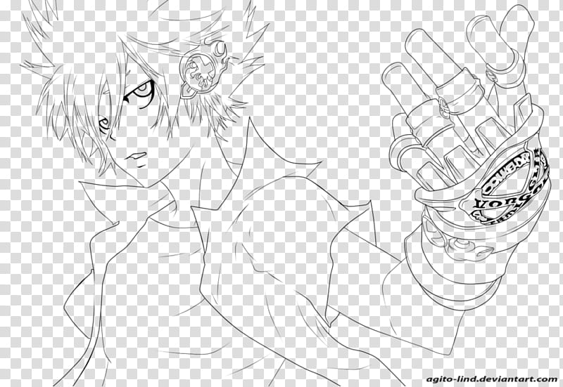 KHR  lineart, man wearing hand glove anime character sketch transparent background PNG clipart