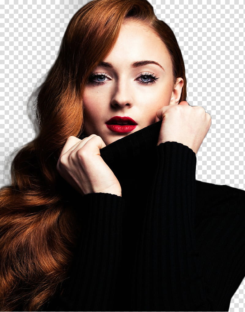 Sophie Turner, woman wearing black long-sleeved shirt transparent background PNG clipart