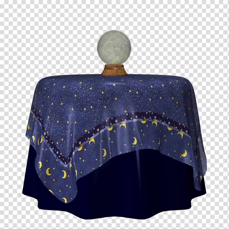 Seer Table blue, blue and yellow moon print table cloth with ball transparent background PNG clipart