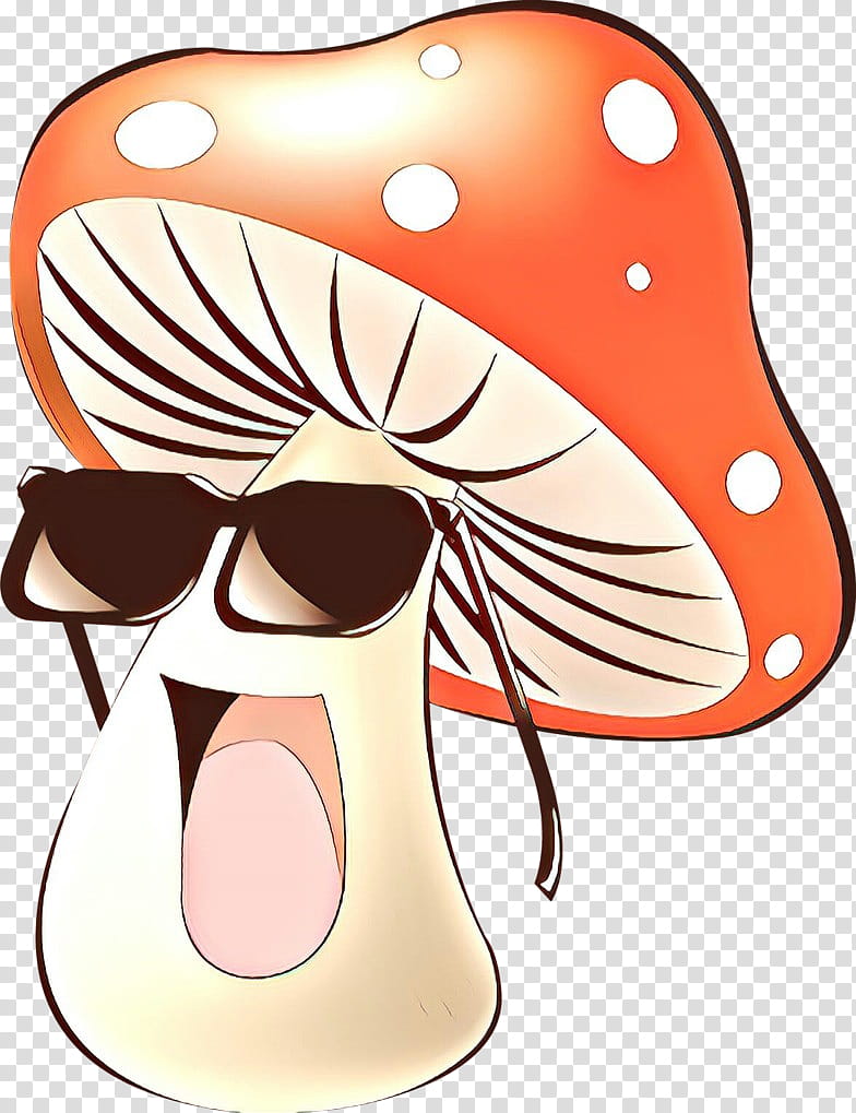 Mushroom, Nose, Jaw, Headgear, Mouth, Cartoon, Peach transparent background PNG clipart
