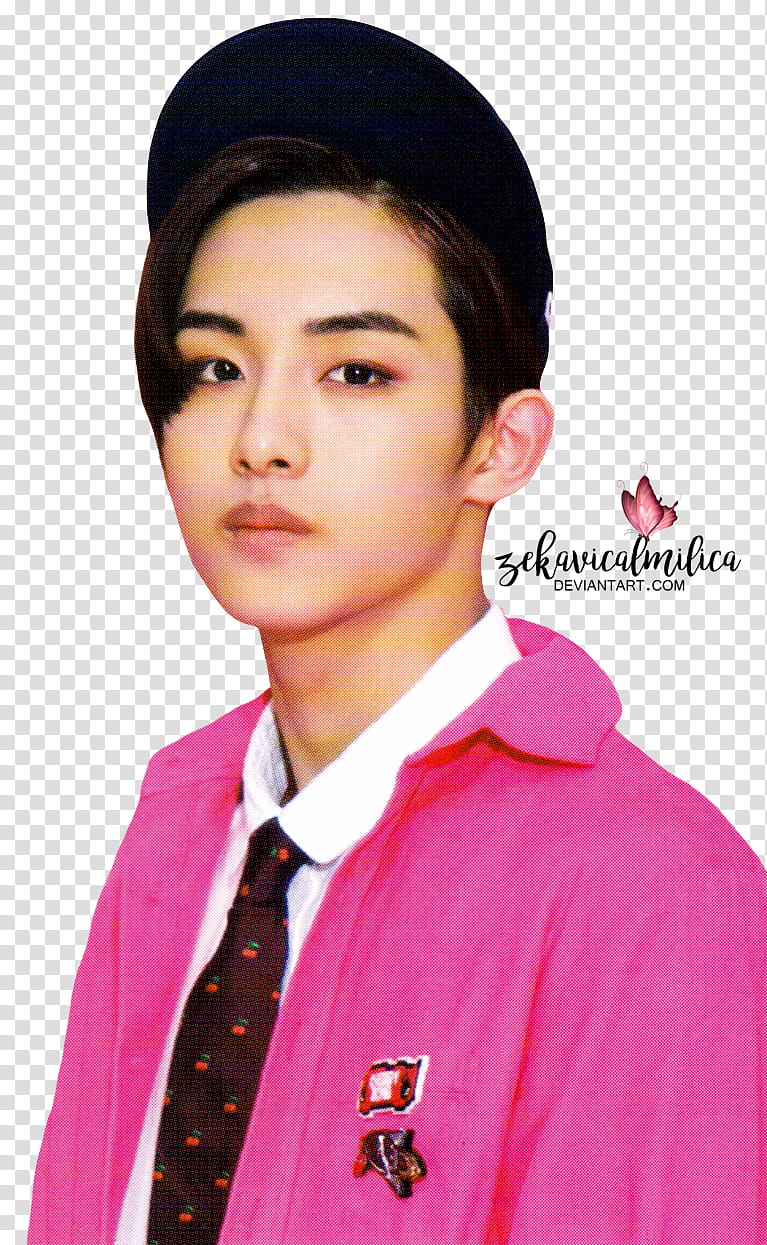 NCT  Winwin Cherry Bomb, man wearing pink coat transparent background PNG clipart