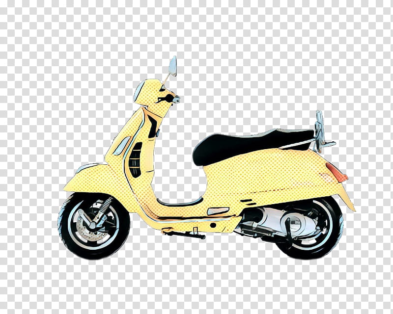 land vehicle scooter vehicle motor vehicle yellow, Pop Art, Retro, Vintage, Mode Of Transport, Car, Vespa, Automotive Design transparent background PNG clipart