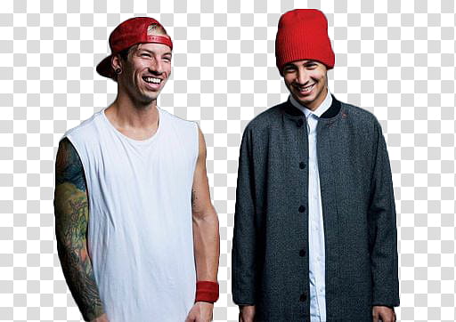 twenty one pilots, two man wearing white shirts transparent background PNG clipart