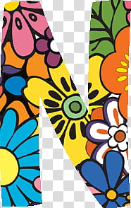 FiloFonts floral, multicolored floral letter-N transparent background PNG clipart