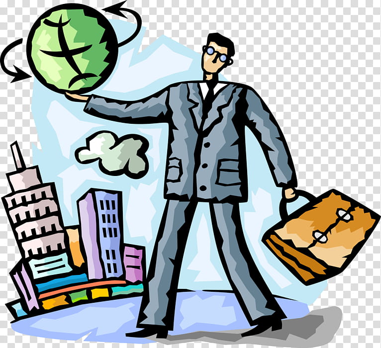 World, Businessperson, Drawing, Cartoon, Businessman With Briefcase, Sharing transparent background PNG clipart