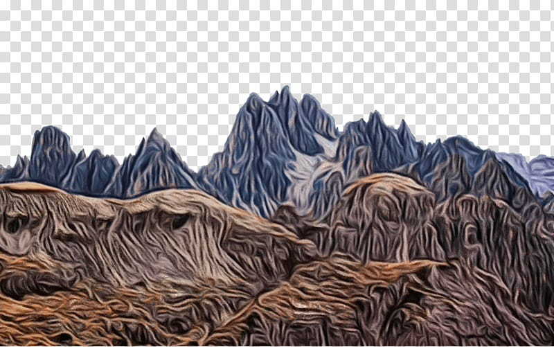 mountainous landforms mountain natural landscape mountain range tree, Watercolor, Paint, Wet Ink, Grass, Badlands, Plant, Rock transparent background PNG clipart