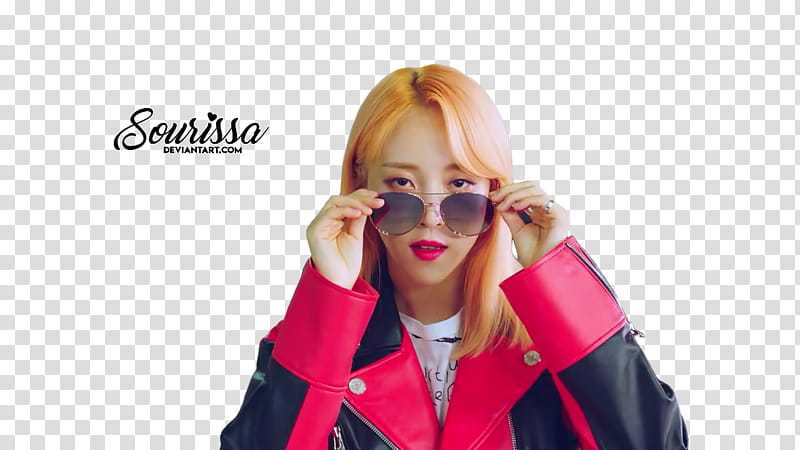 MOONBYUL MAMAMOO, woman wearing black and pink leather jacket transparent background PNG clipart