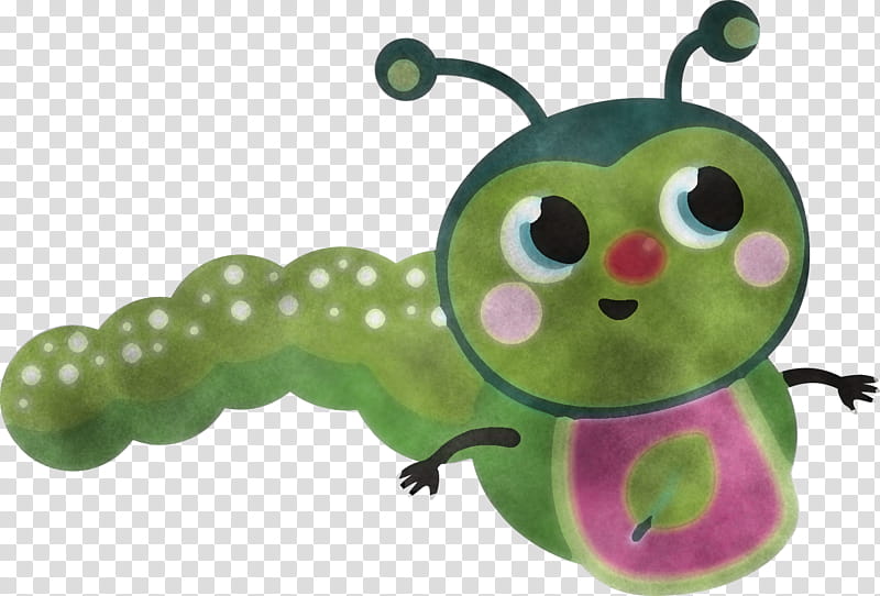 Baby toys, Caterpillar, Insect, Green, Larva, Cartoon, Pink transparent background PNG clipart