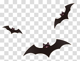 Halloween , three black bats illustration transparent background PNG clipart