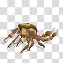 Spore creature Ripper crab, brown and green insect art transparent background PNG clipart