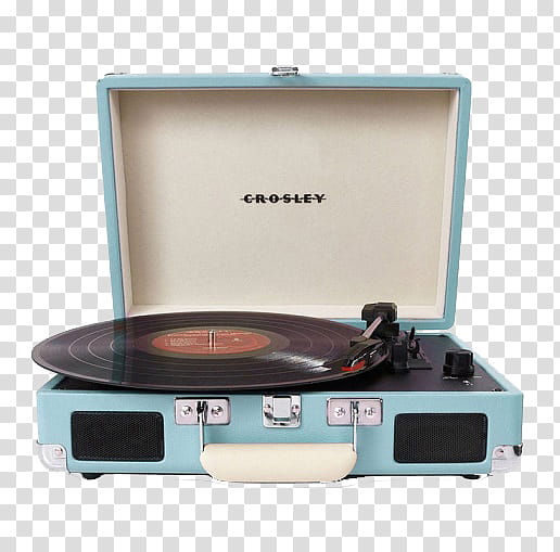 Vintage , black and teal Crosley vinyl player transparent background PNG clipart