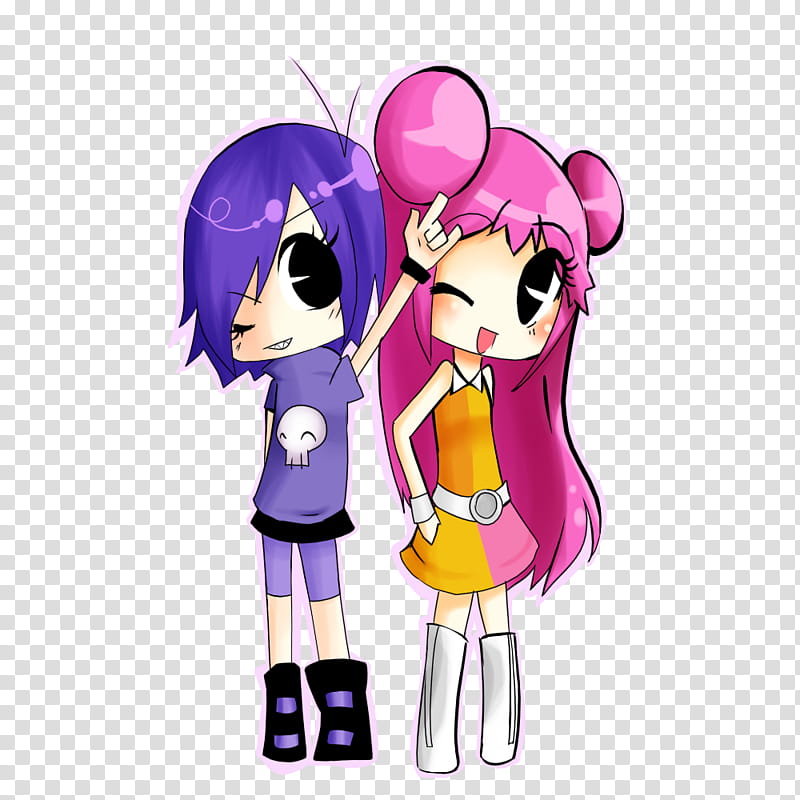Hi Hi puffy Ami Yumi, two girl and boy cartoon character illustration transparent background PNG clipart