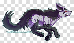 Mightyena, black and purple fox illustration transparent background PNG clipart thumbnail