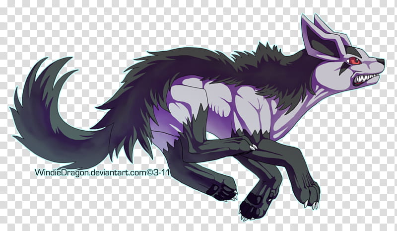 Mightyena, black and purple fox illustration transparent background PNG clipart
