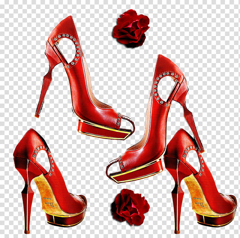 Red Shoes, red platform stilletos transparent background PNG clipart