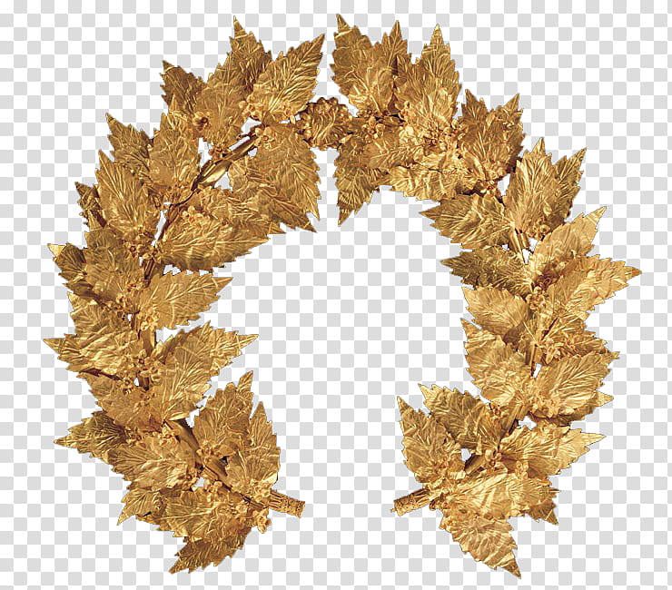 , gold-colored leaf decor transparent background PNG clipart