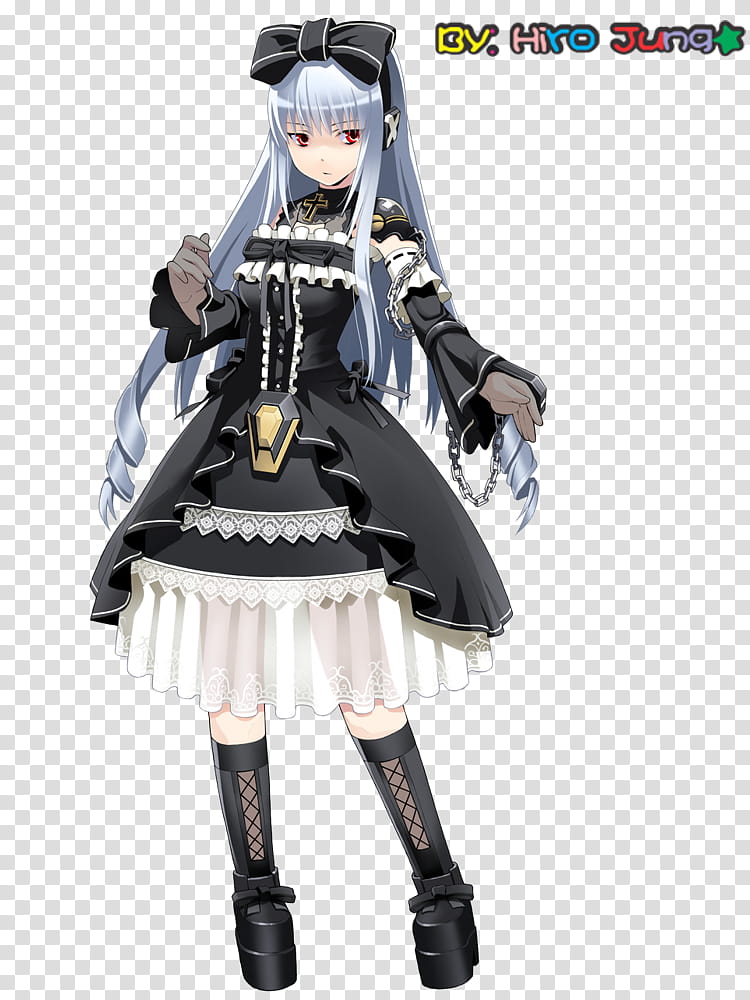 Anime Lolitas Renders, girl wearing black and white dress anime character transparent background PNG clipart