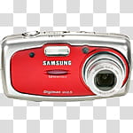 Digital cameras icons, samsungred, red and gray Samsung point-and-shoot camera transparent background PNG clipart