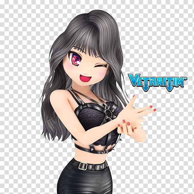 Render Audition, woman in black tank top anime character transparent background PNG clipart