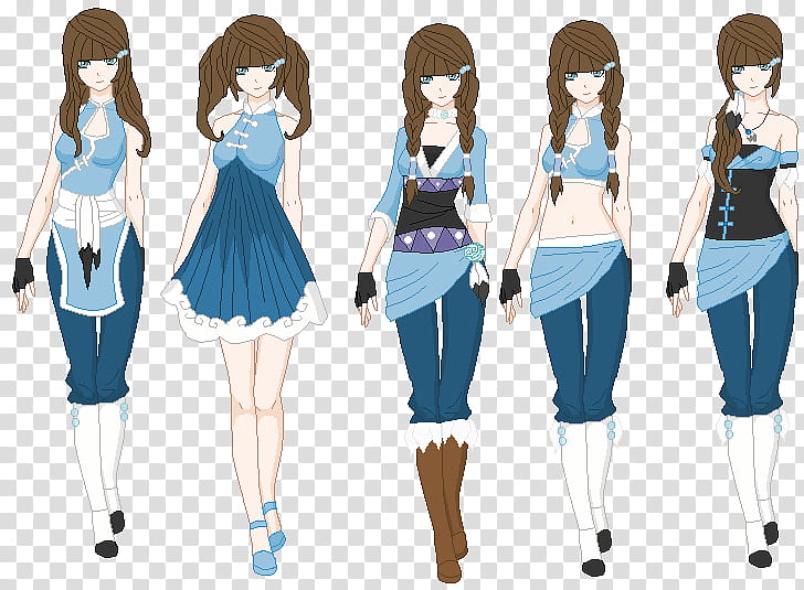 Mizuki outfits LOK, five women illustration transparent background PNG clipart