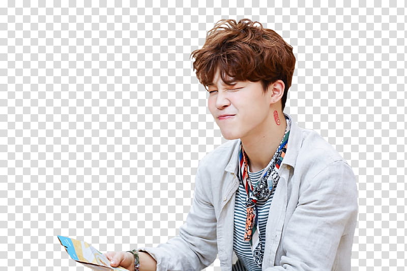 Jimin in dubai, winking man holding paper transparent background PNG clipart