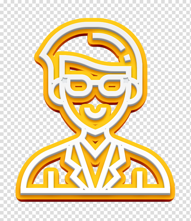 Careers Men icon Teacher icon, Yellow, Line, Sticker, Logo, Symbol transparent background PNG clipart