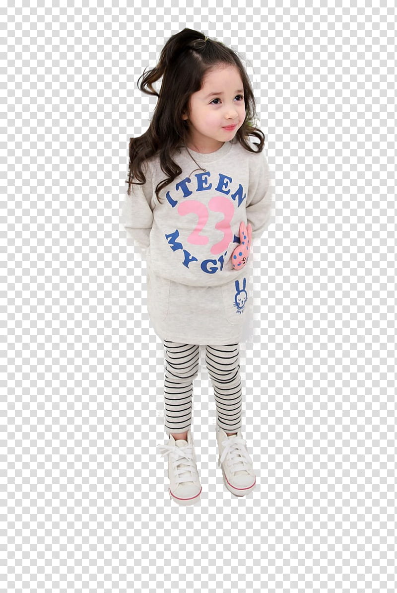 Ulzzang Kid, girl wearing gray sweater and pants transparent background PNG clipart