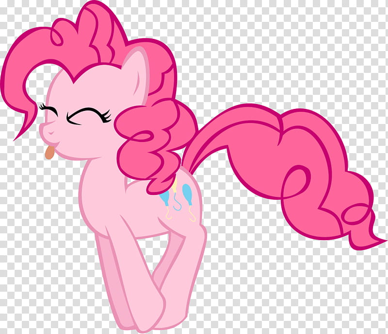 Pinkie Pie hopping with tongue out, pink My Little Pony character transparent background PNG clipart