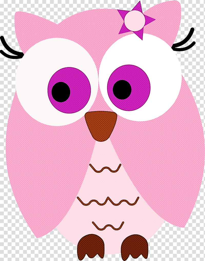 owl pink cartoon bird of prey bird, Snout transparent background PNG clipart