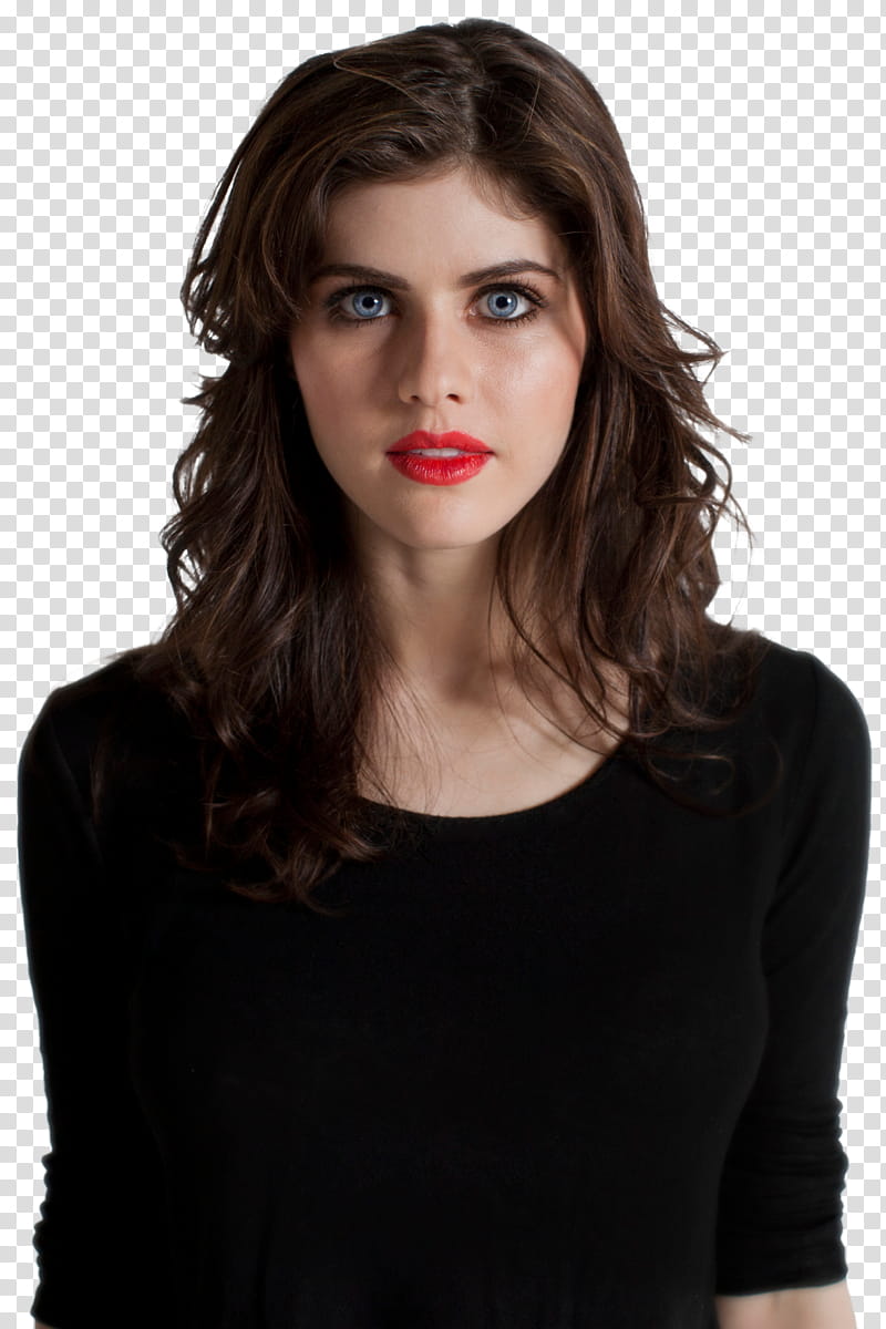 Alexandra Daddario , woman in black top posing for transparent background PNG clipart