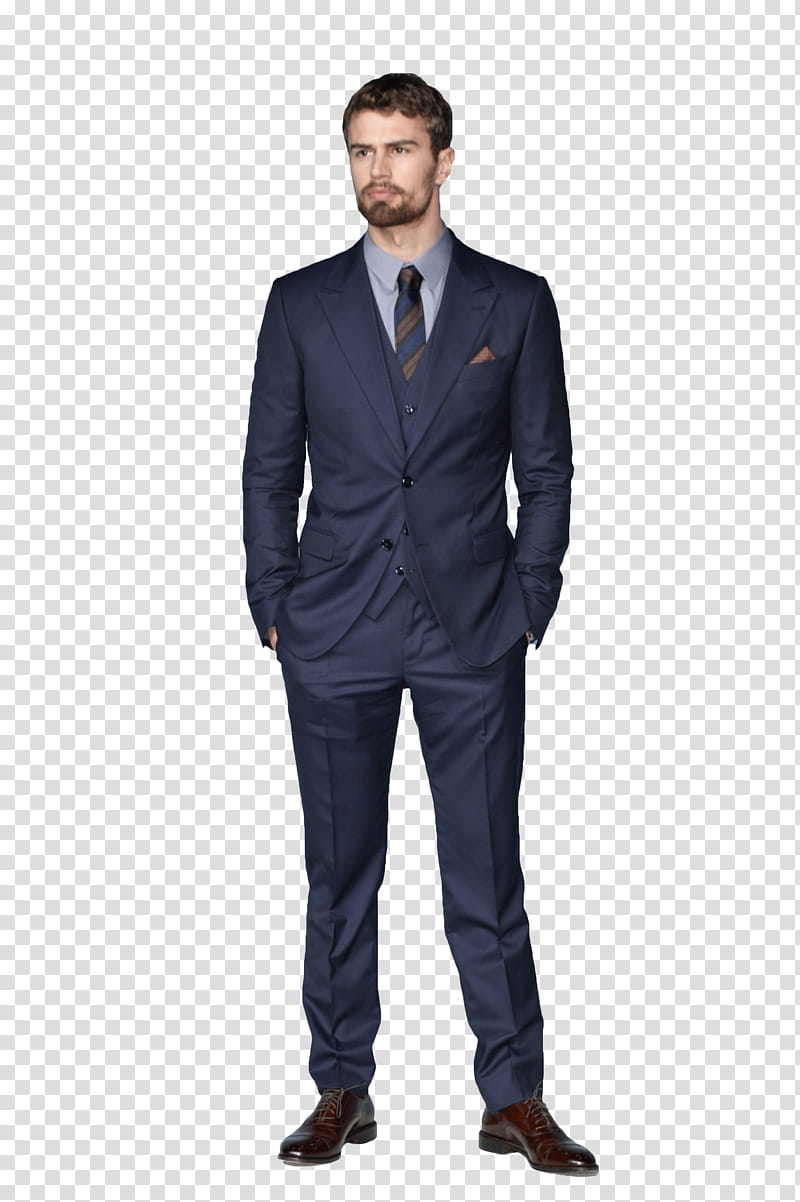 Theo James , standing man wearing blue suit transparent background PNG clipart
