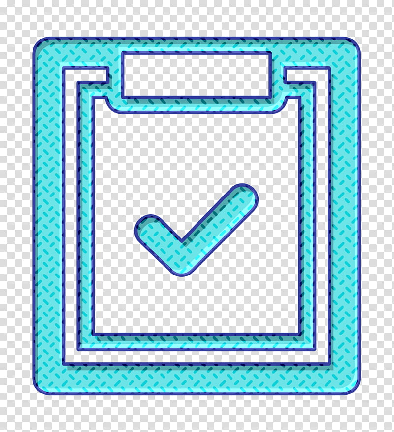 check icon checked icon checkmark icon, Note Icon, Notepad Icon, Aqua, Turquoise, Line, Azure, Teal transparent background PNG clipart