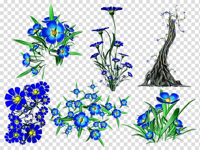 blue flower plant cobalt blue bluebonnet, Watercolor, Paint, Wet Ink, Wildflower, Electric Blue, Aquarium Decor transparent background PNG clipart