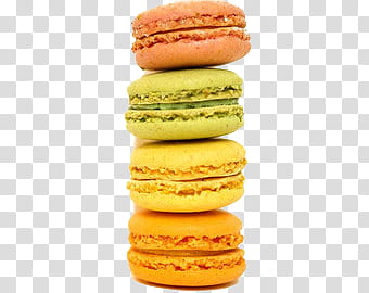 Crazy, pile of four assorted-color macarons transparent background PNG clipart