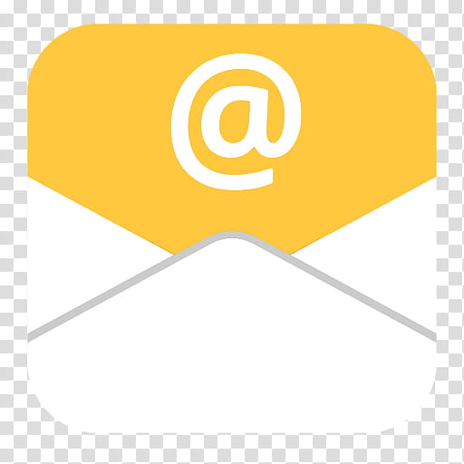 iOS  style flat icons, Flat_Mail, yellow and white E-mail envelope icon transparent background PNG clipart