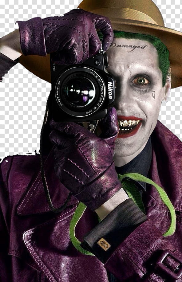 Joker Render, Joker holding Nikon camera transparent background PNG clipart