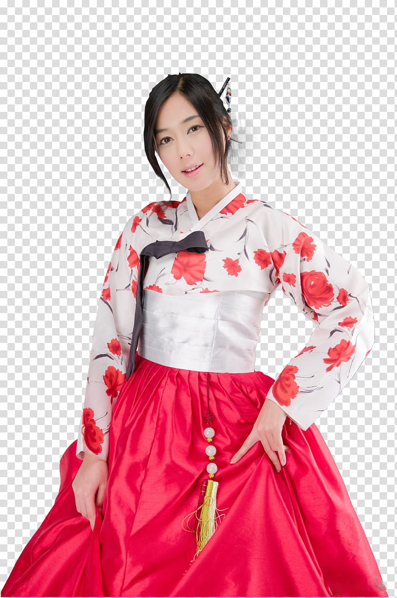 KIM HA YUL, woman wearing white and red kimono transparent background PNG clipart