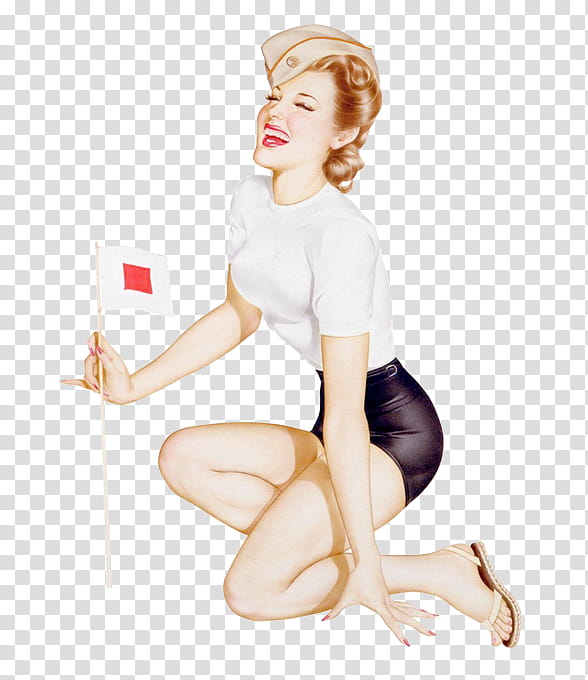 Ning Vintage pin up girls Pics, woman holding banner while smiling transparent background PNG clipart