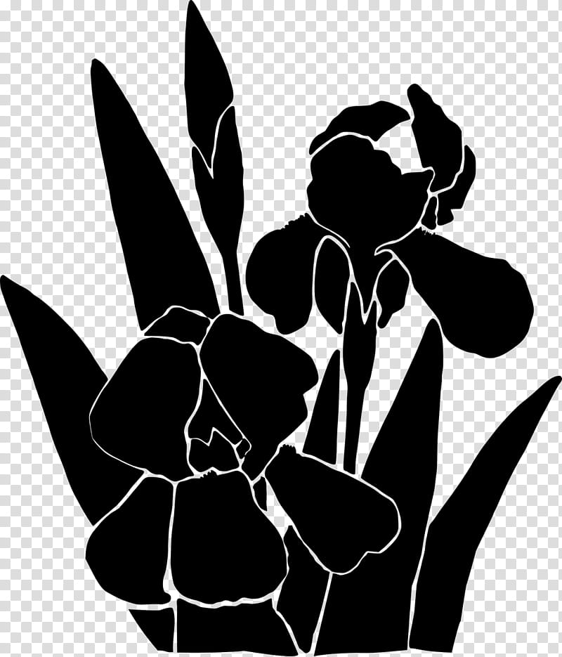 Black And White Flower, Black White M, Character, Silhouette, Leaf, Plants, Black M, Tulip transparent background PNG clipart