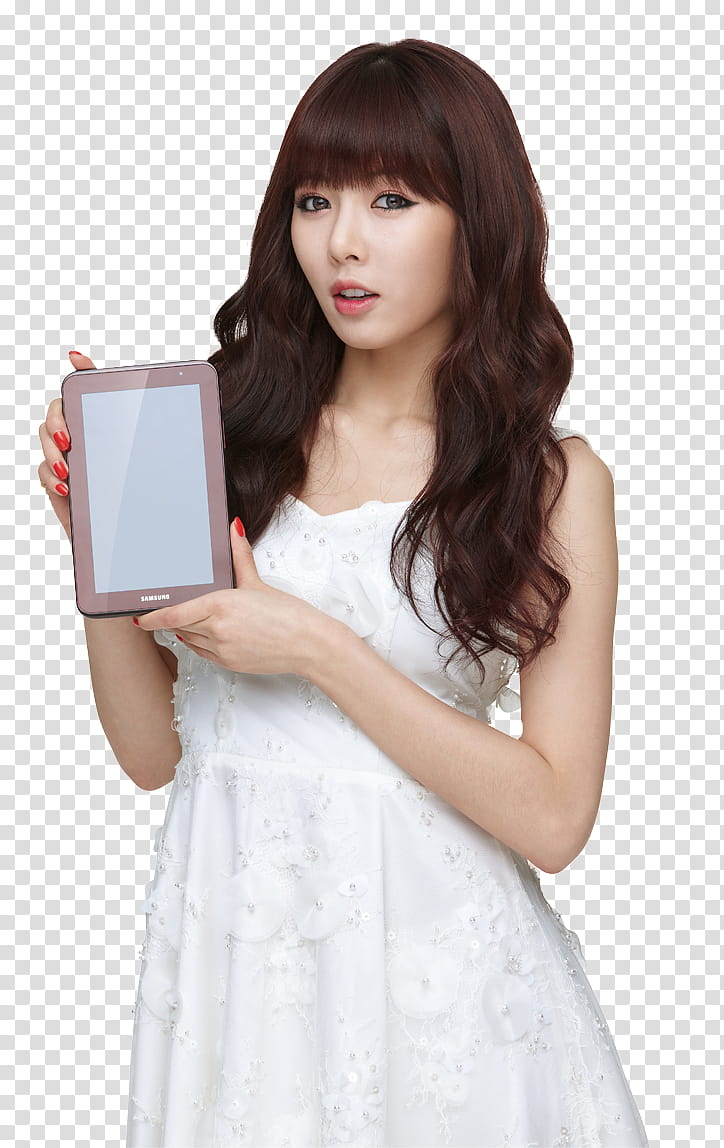 HyunA Minute, woman holding tablet computer transparent background PNG clipart