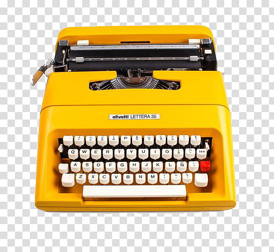 Yellow , yellow and white Ellvell Lettera  typewriter illustration transparent background PNG clipart