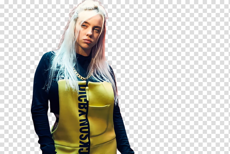 Billie Eilish, American Singer, Music, Celebrity, Outerwear, Blond, Yellow, Costume transparent background PNG clipart