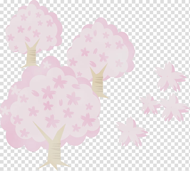 pink leaf plant flower cloud, Cherry Flower, Floral, Watercolor, Paint, Wet Ink, Hydrangea transparent background PNG clipart