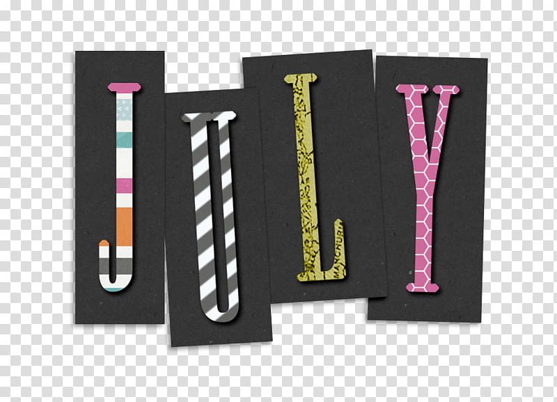 Ransom Note, multicolored JULY signboards transparent background PNG clipart