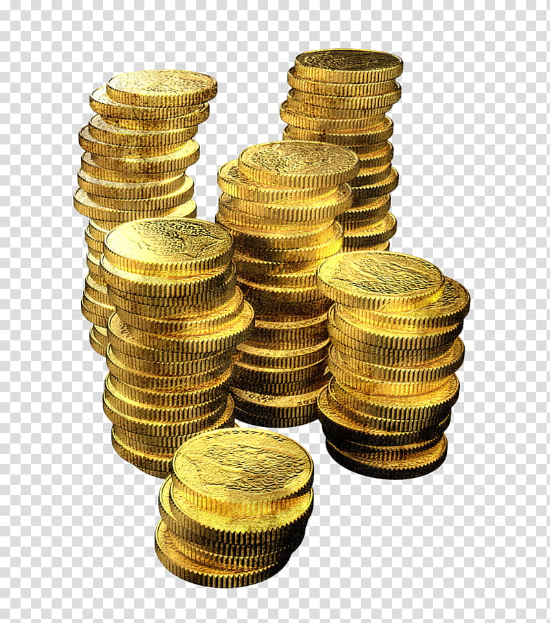 MB Golden Coins, round gold-colored coin lot transparent background PNG clipart