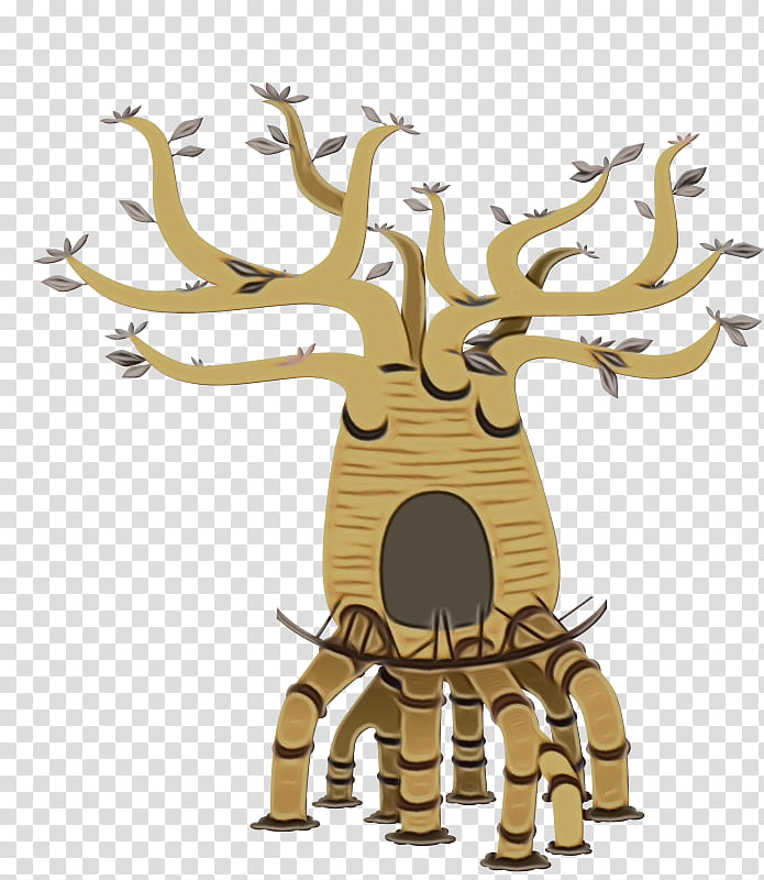 Reindeer, Watercolor, Paint, Wet Ink, Elk, Animal Figure, Tree, Horn transparent background PNG clipart