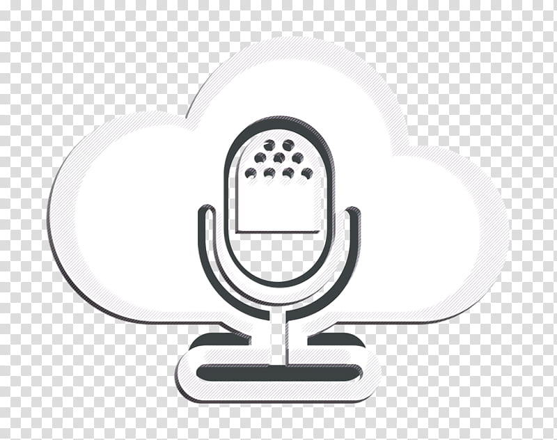 cloud icon cloud computing icon entertainment icon, Interview Icon, Mic Icon, Microphone Icon, Multimedia Icon, Text, Logo, Symbol, Blackandwhite transparent background PNG clipart