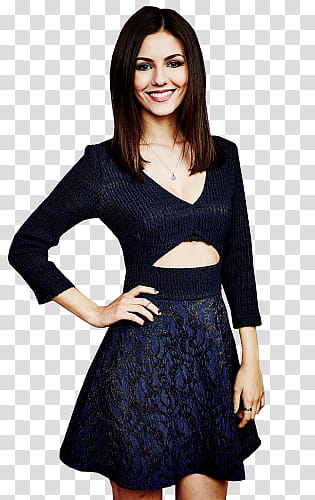 Victoria Justice Singua editions, smiling woman standing while right hand akimbo transparent background PNG clipart