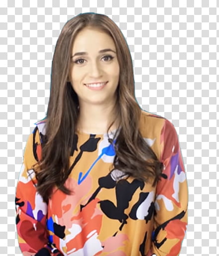 Carolina Kopelioff, smiling woman wearing multicolored shirt transparent background PNG clipart